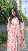ZD Onam pink thread pleated dress