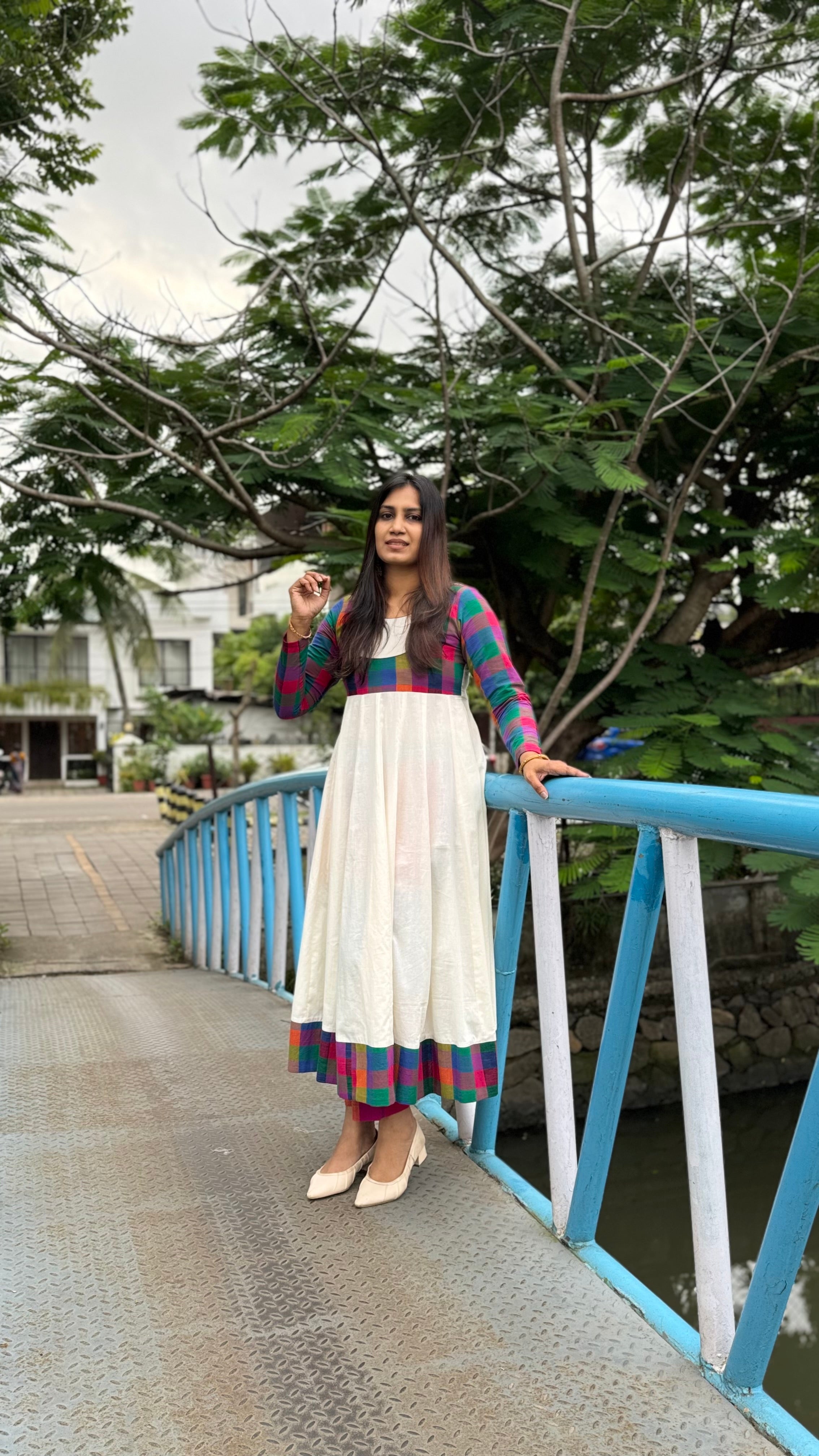 ZD panel cut madras check dress