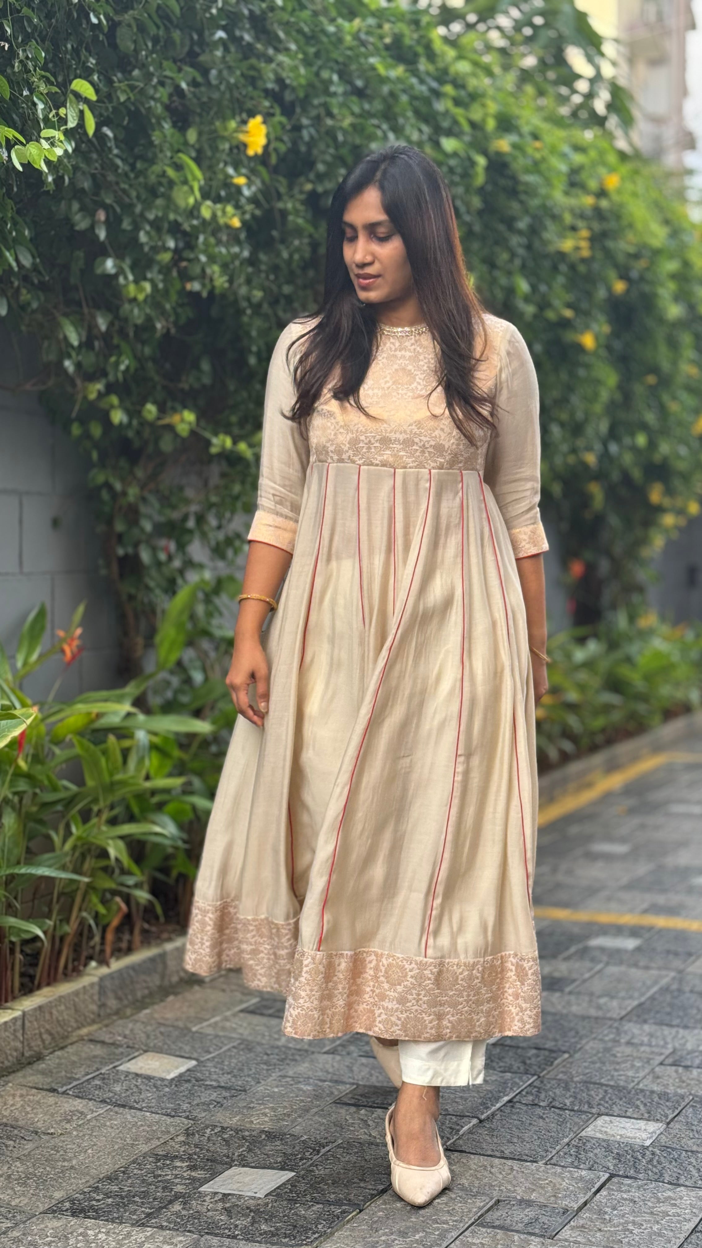 ZD Onam brocade with panel cut dress