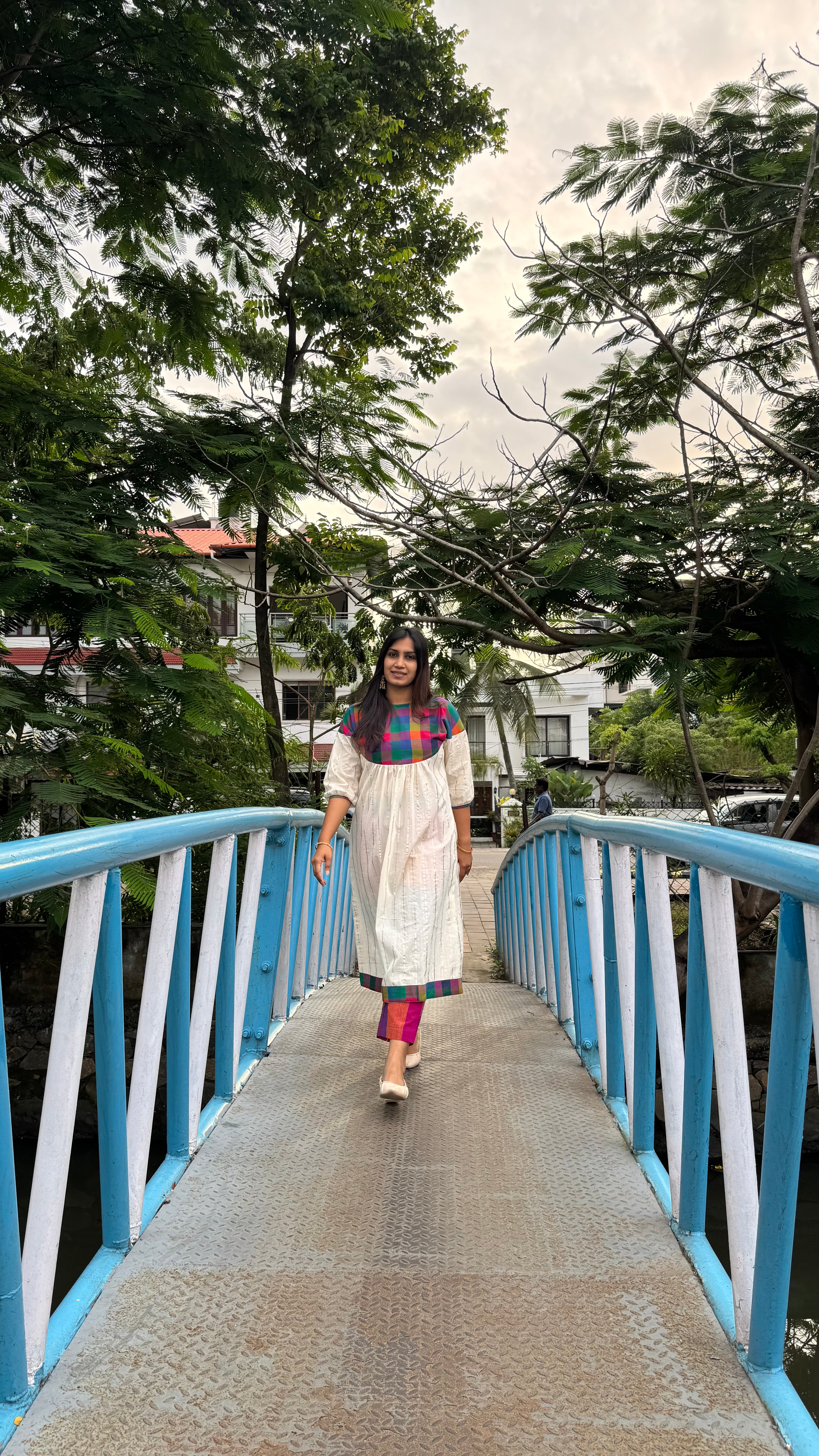 ZD pleated madras check top