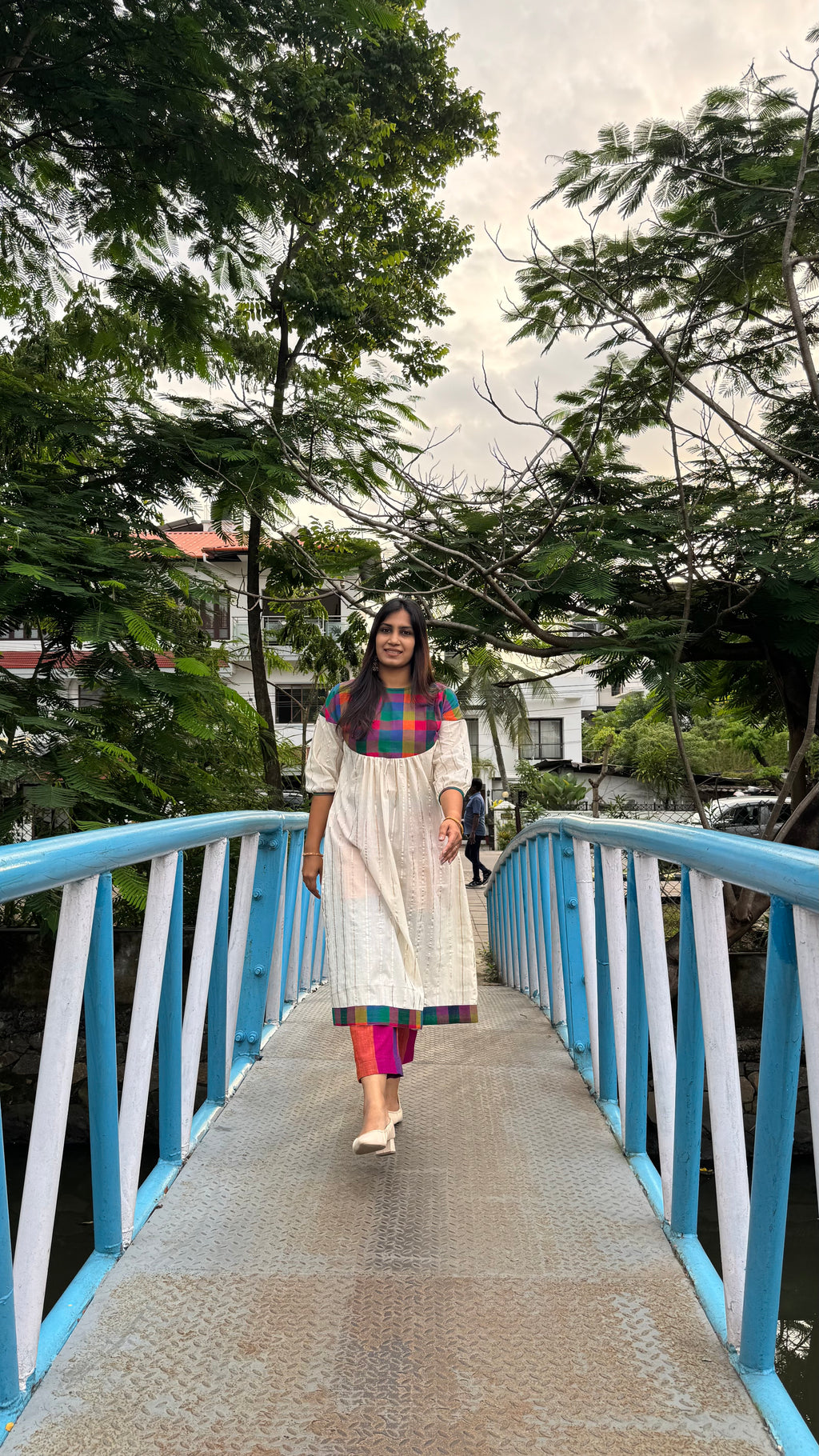 ZD pleated madras check top