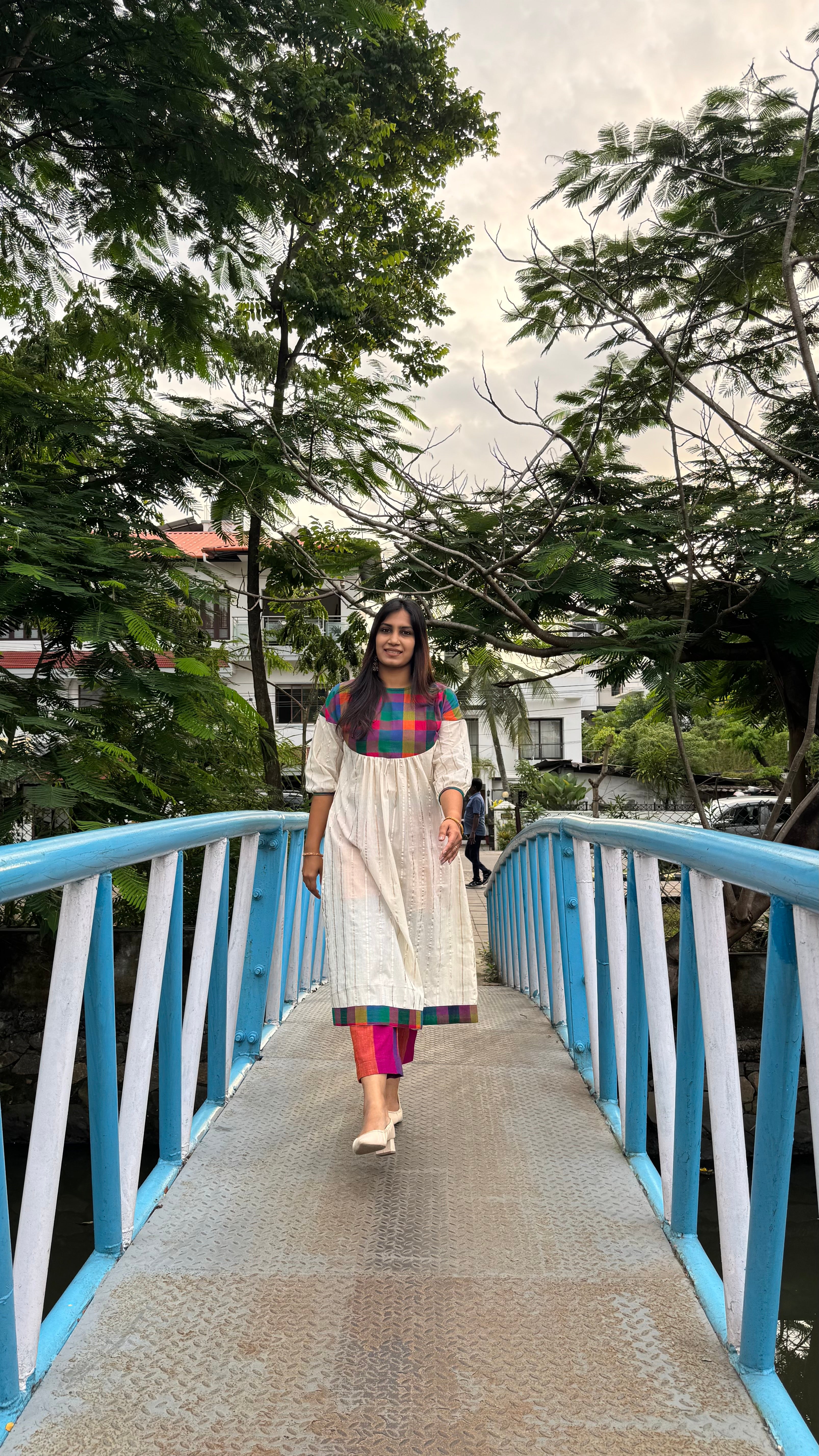 ZD pleated madras check top