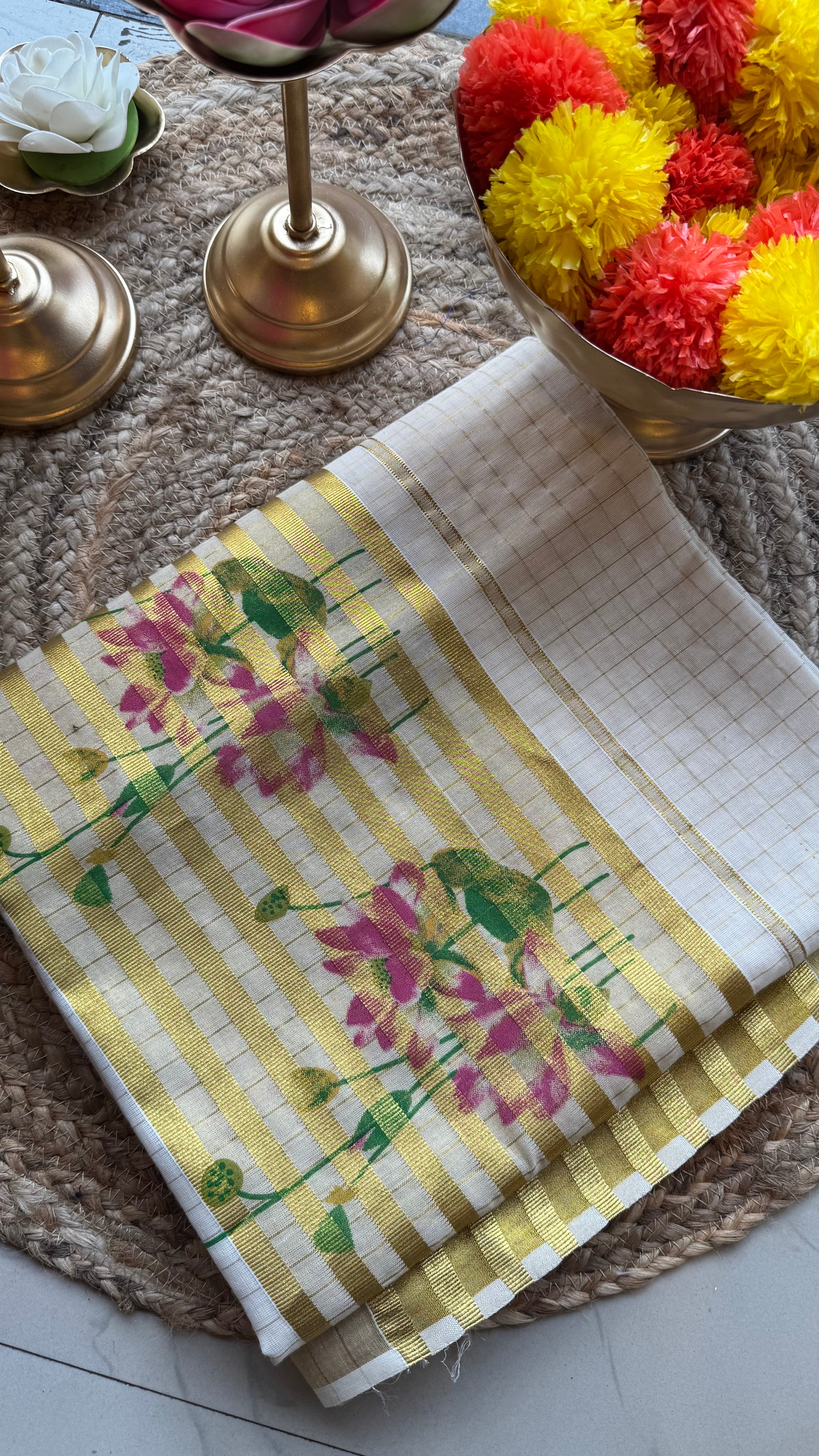 Onam Tamara floral set saree