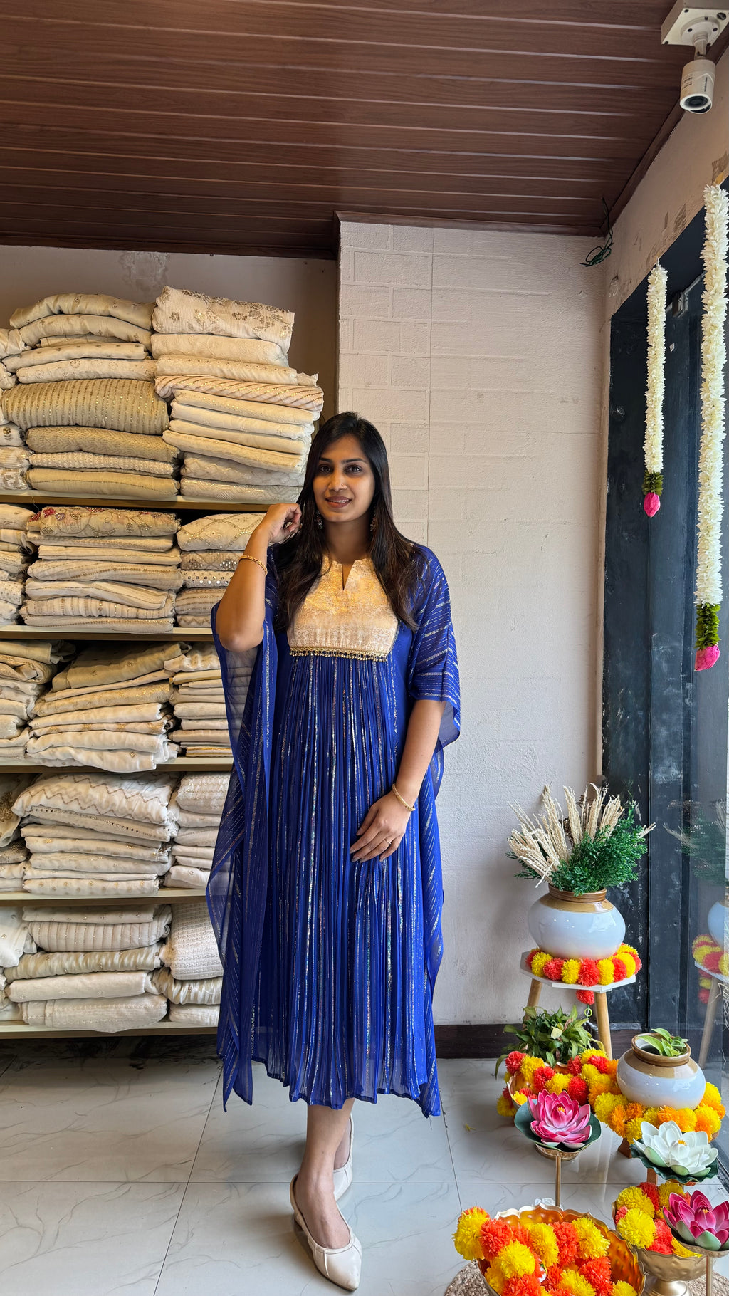 ZDK10 Blue Lurex brocade kaftan