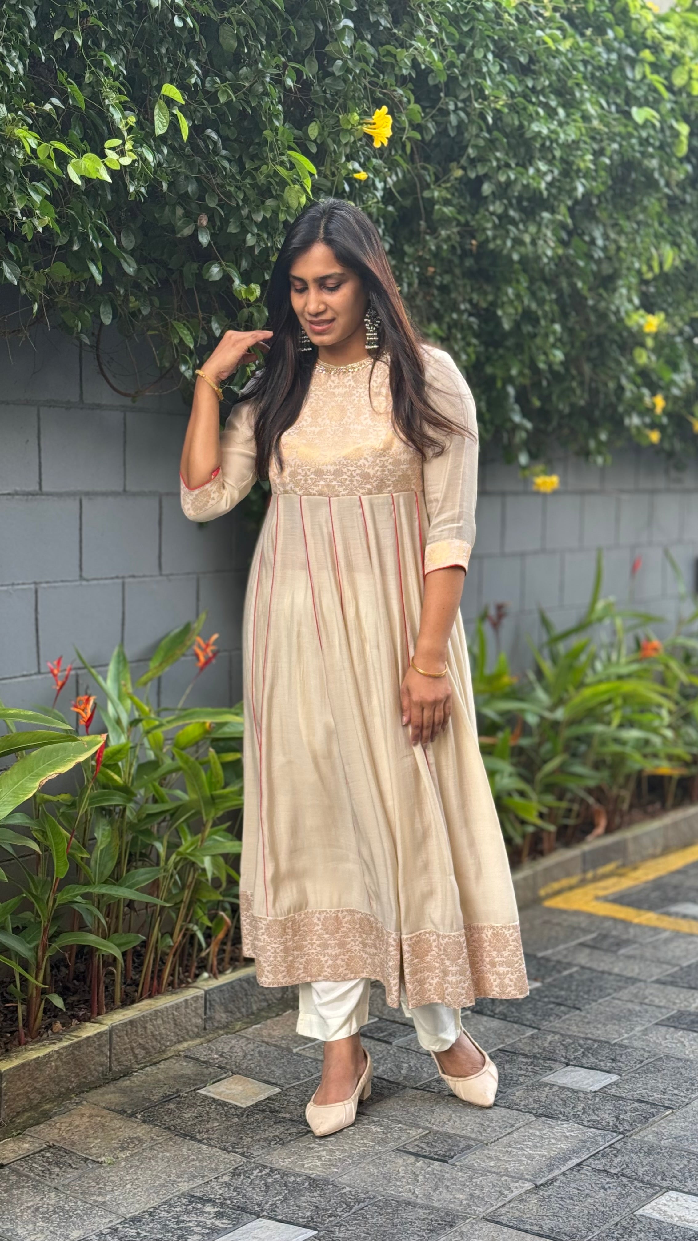 ZD Onam brocade with panel cut dress