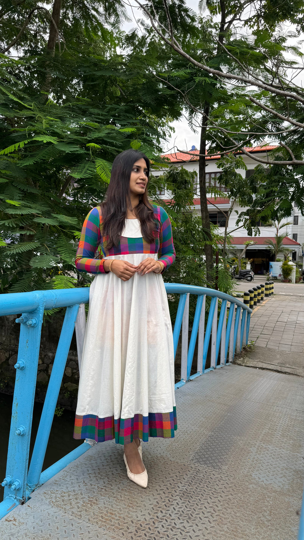 ZD panel cut madras check dress