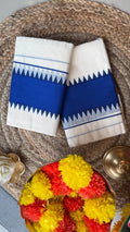 Onam Blue temple border set mundu