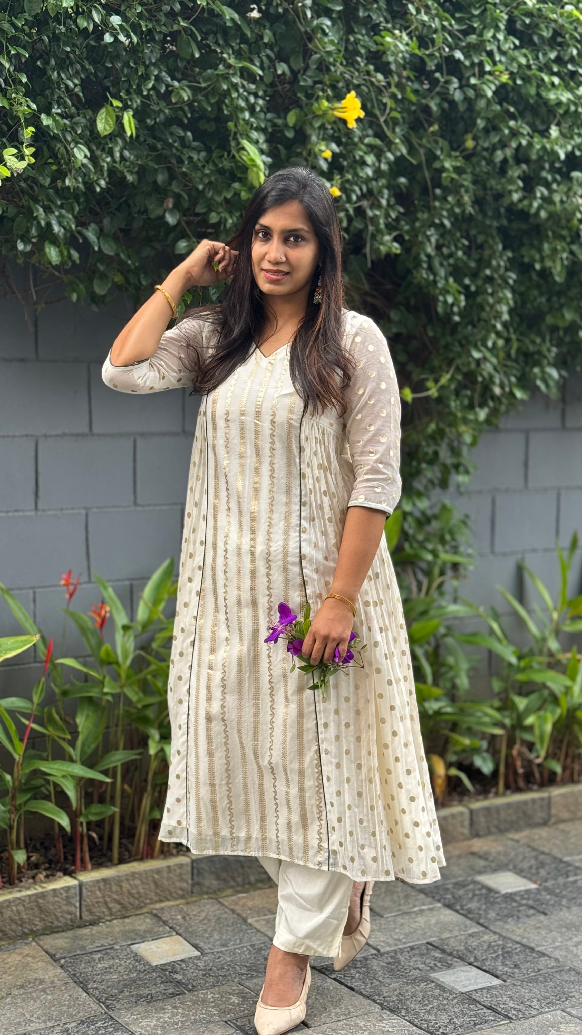 ZD Onam 3 panel with pleated chanderi dress