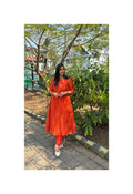 Zd Burnt orange pleated chanderi dress