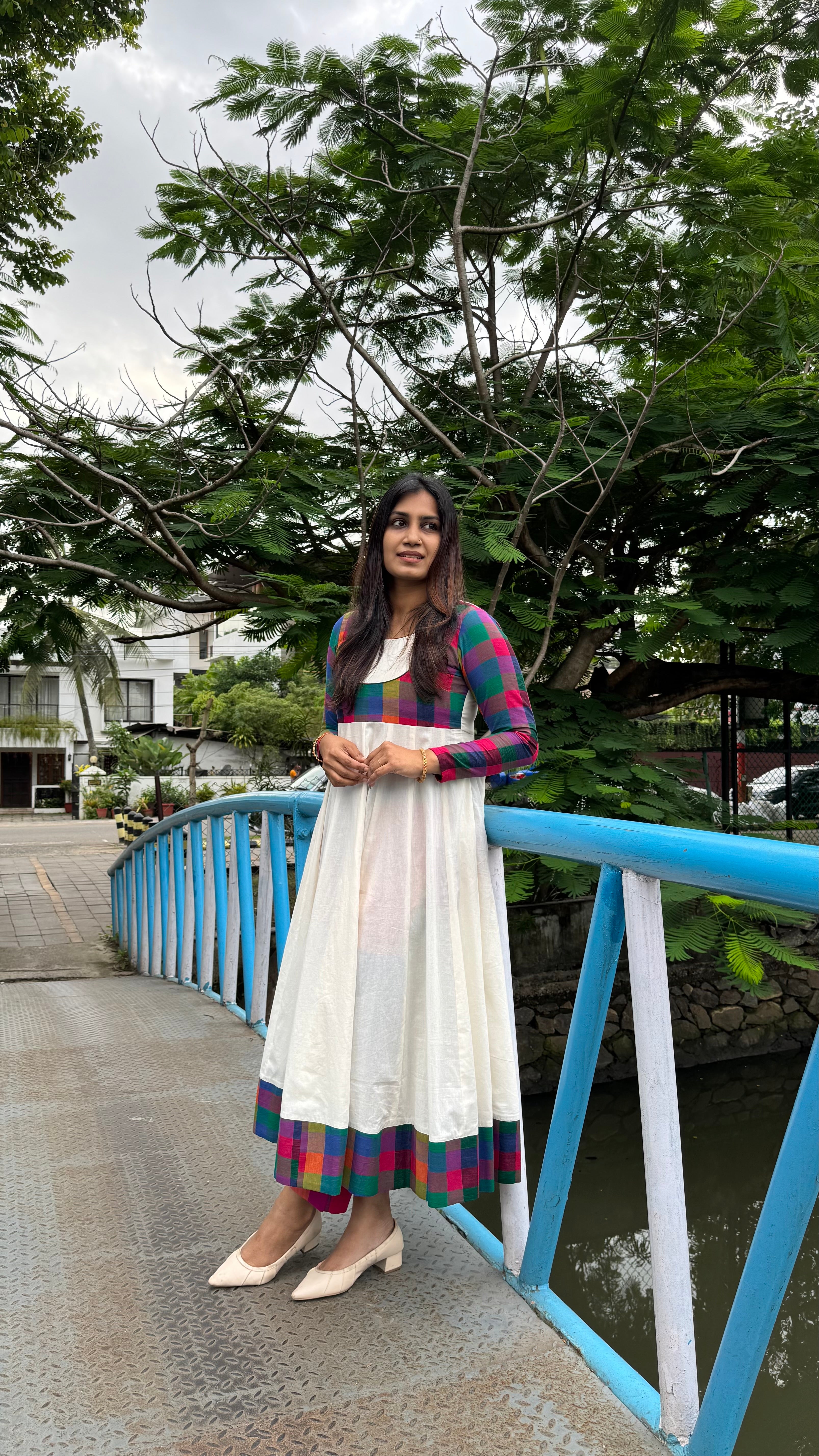 ZD panel cut madras check dress