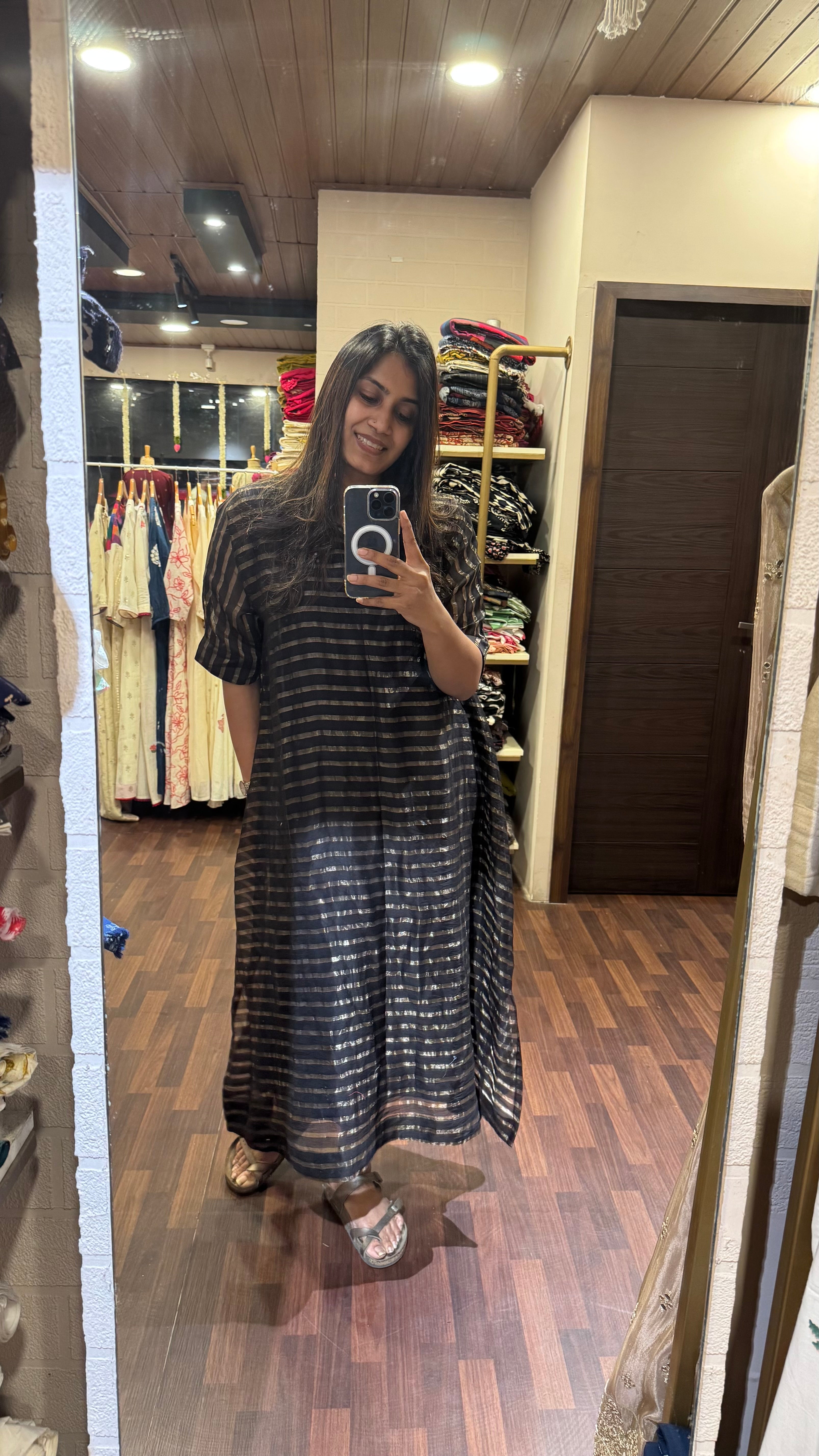 ZD Black tissue stripes kaftan