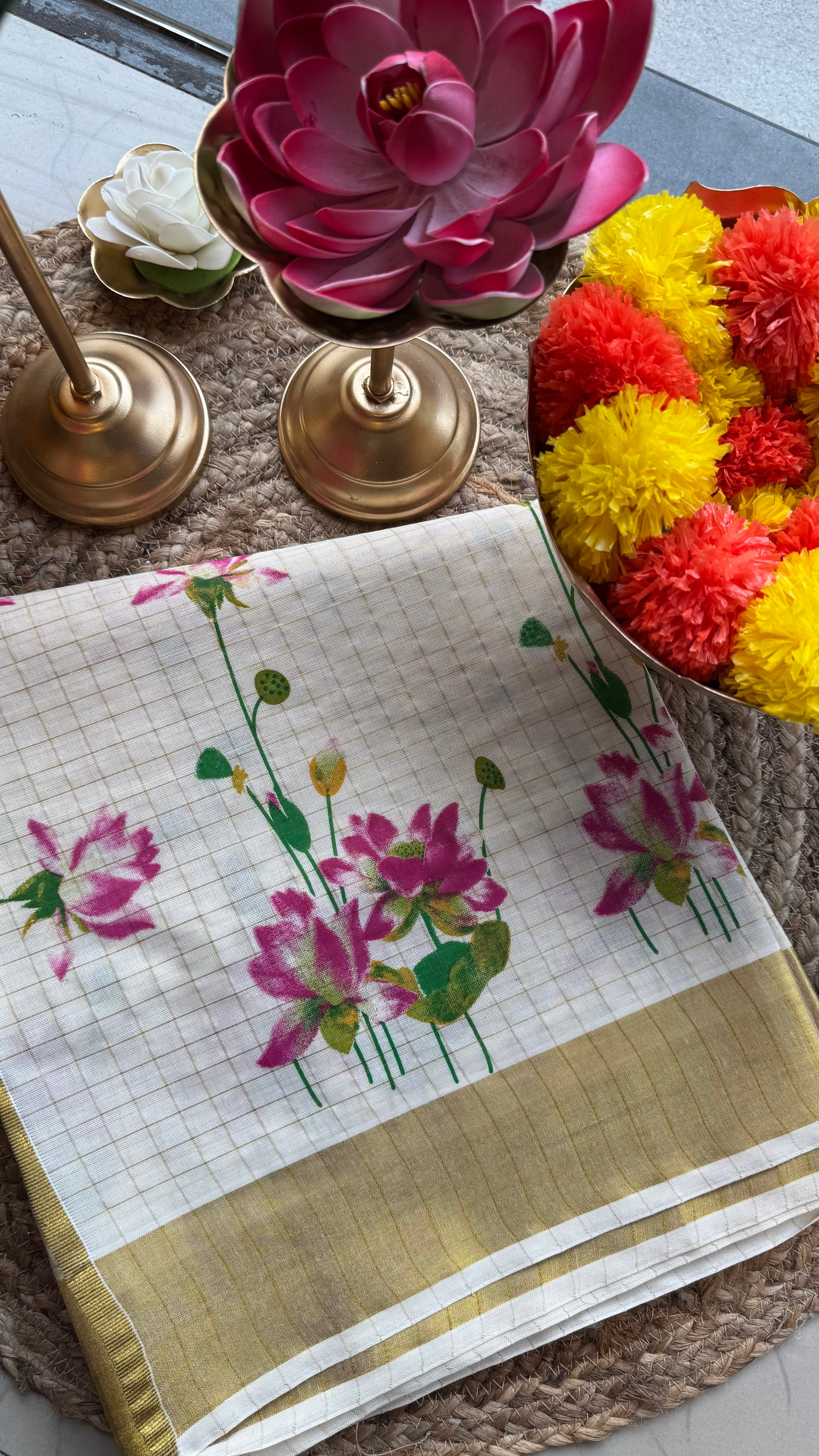 Onam Tamara floral set saree