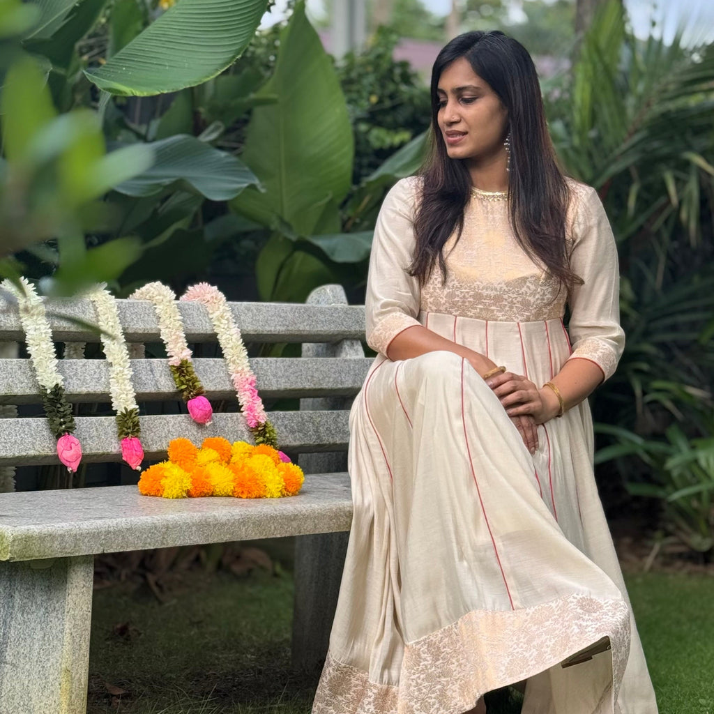 ZD Onam brocade with panel cut dress