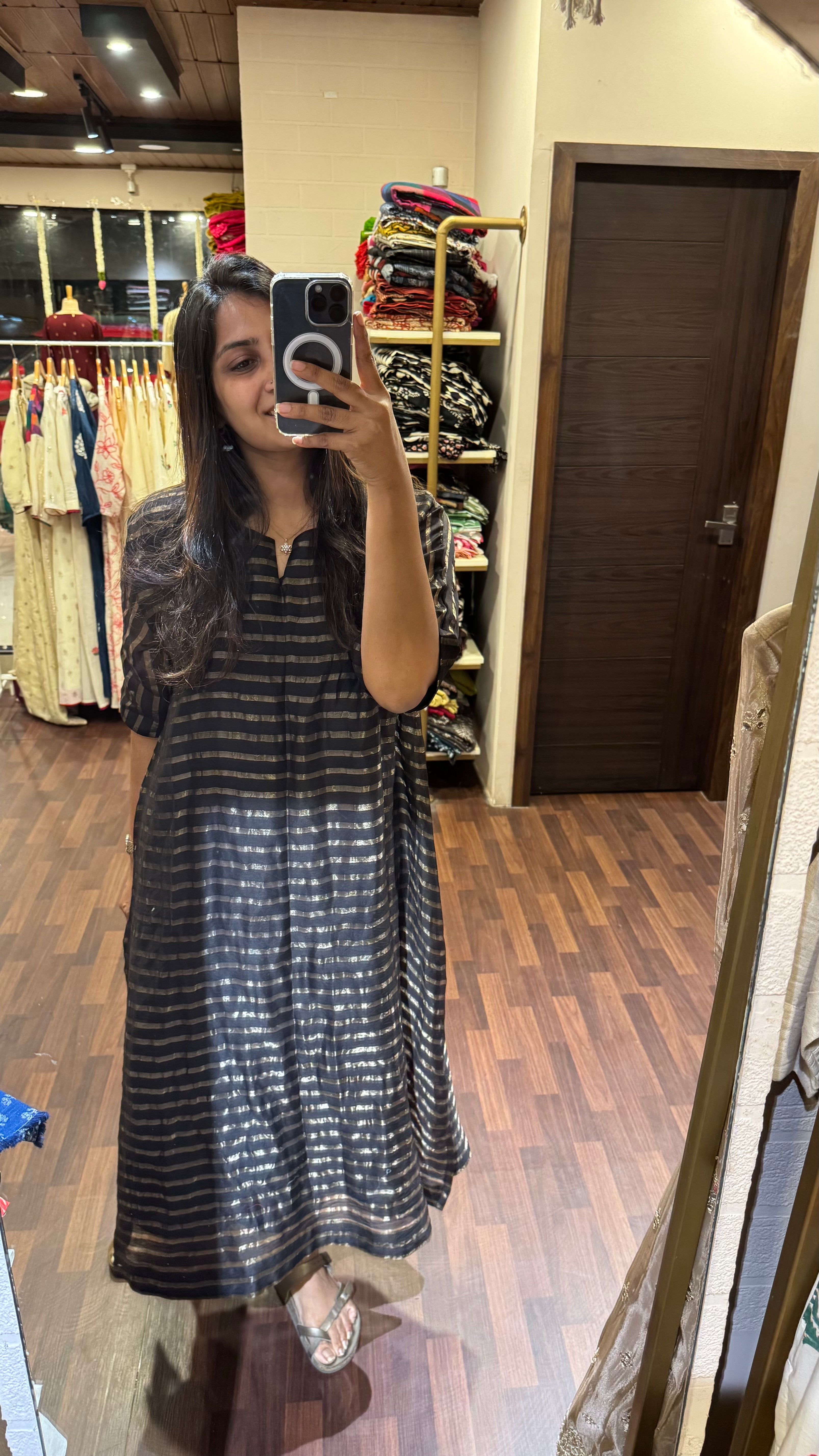 ZD Black tissue stripes kaftan