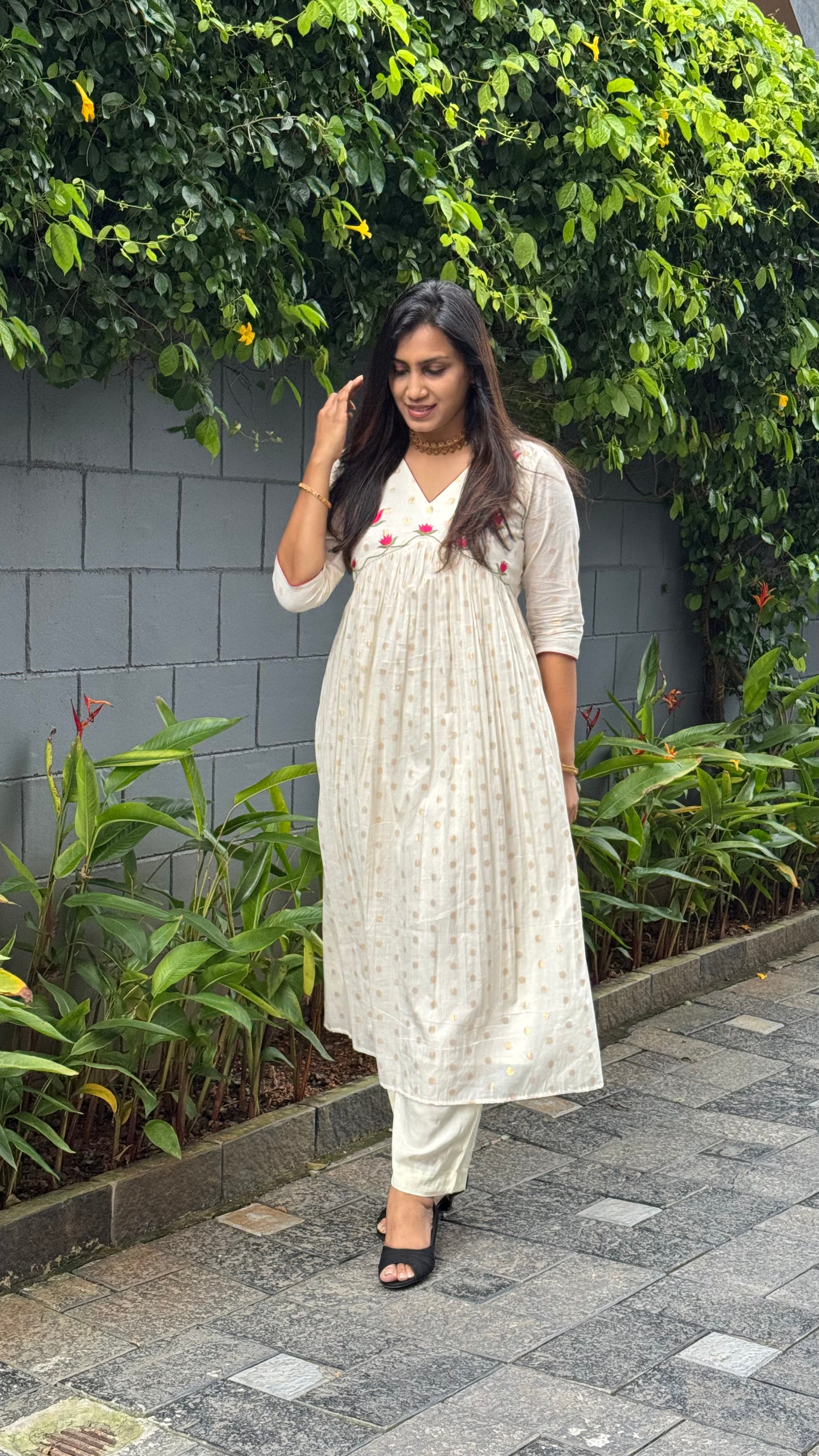 Zd Tamara yoke Aliya cut polka dress
