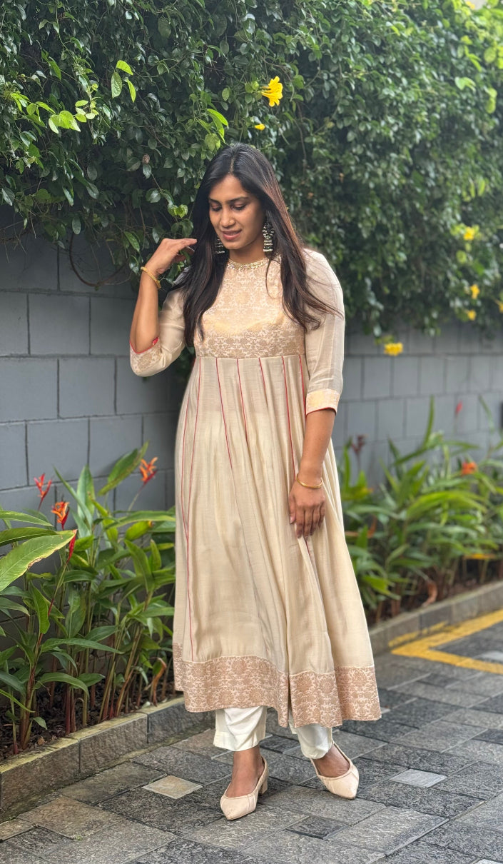 ZD Onam brocade with panel cut dress