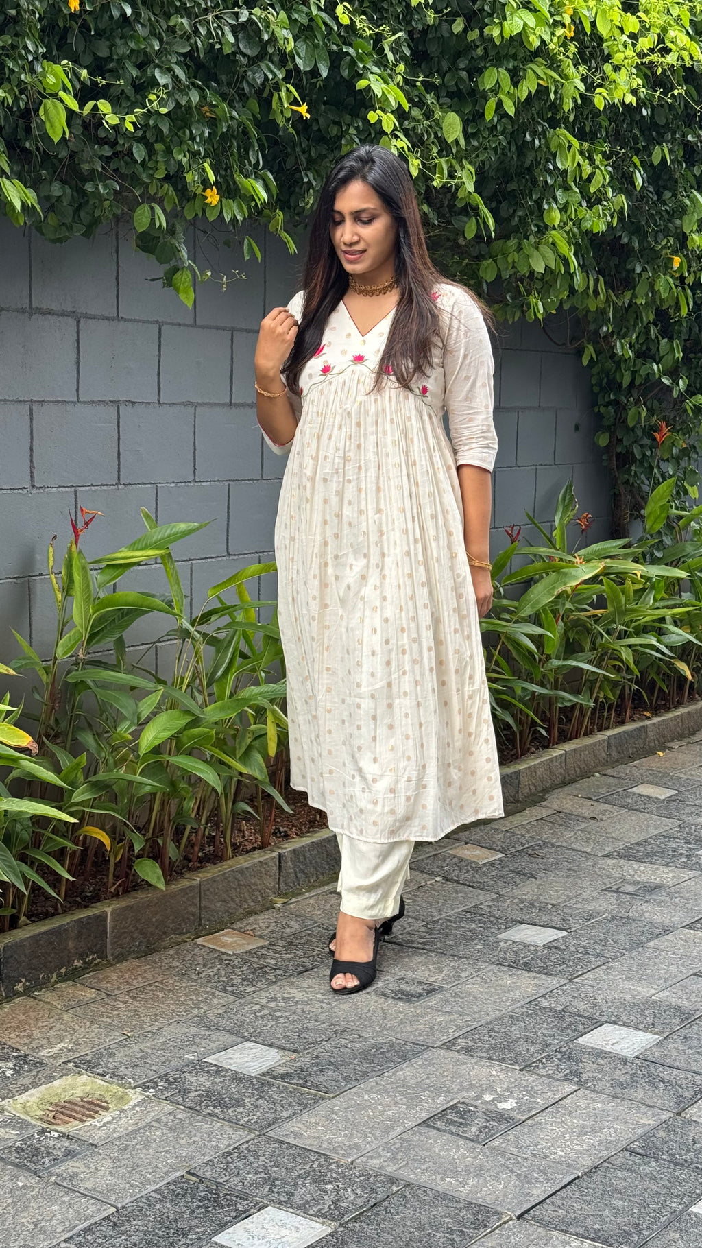 Zd Tamara yoke Aliya cut polka dress